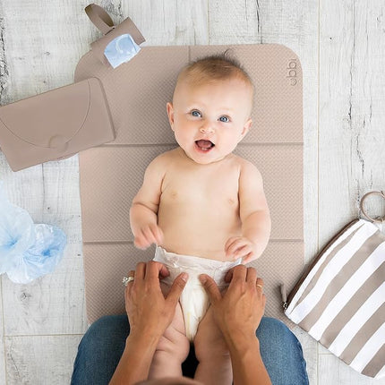Ubbi On-The-Go Diaper Changing Baby Mat, Soft and Comfortable Diaper Bag Accessory Must Have for Newborns, Easy to Clean, Portable Folding Pad, Baby Traveling Accessories, Taupe
