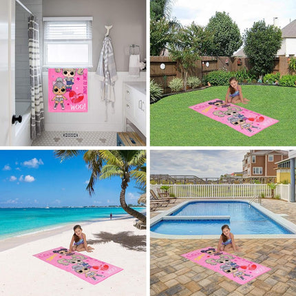 Serviette de plage en coton ultra doux Franco Kids, 71 x 147 cm, LOL Surprise