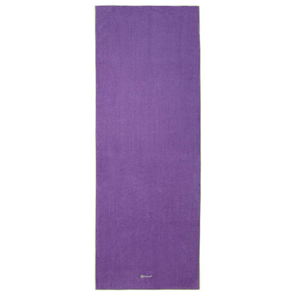 Gaiam Stay Put Yoga Towel Mat Size Yoga Mat Towel (Fits Over Standard Size Yoga Mat - 68" L x 24" W), Purple
