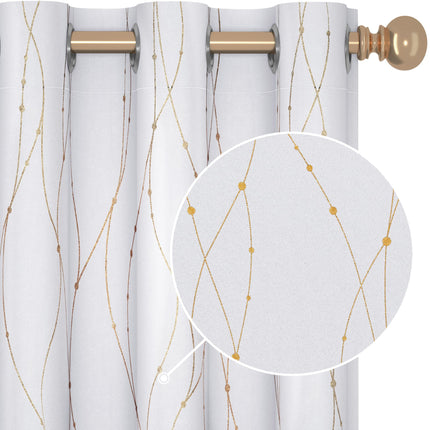 Deconovo Blackout Curtains Golden Wave Line with D