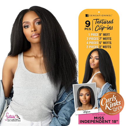 Sensationnel Curls Kinks & Co Synthetic Textured Clip-In - MISS INDEPENDENT 18" (Color:1B Off Black)