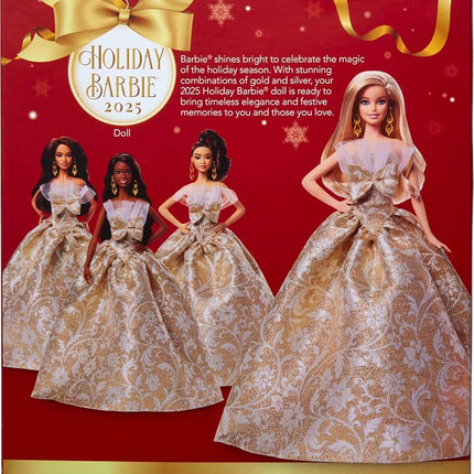 Barbie Holiday Barbie Blonde Signature Black Pretend Doll House Pretend Play 6 Years and Up Gold JBH95