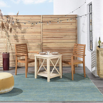 Nourison Essentials 7' x Square Blue Green Fabric Outdoor Area Rug (7' Square)