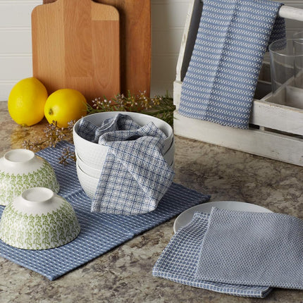 DII Everyday Kitchen Collection Assorted Dishcloth Set, 12x12, Stonewash Blue, 5 Count