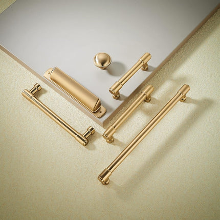 khtumeware 10 Pack 5"(128mm) Champagne Bronze Drawer Pulls Cabinet Bin Cup Pulls Kitchen Hardware Satin Brass Cabinet Handles Drawer Handles Knobs