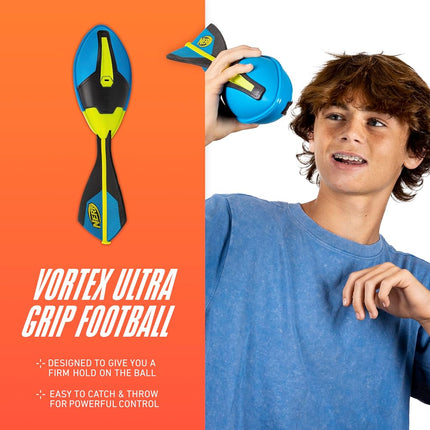 Nerf Vortex Ultimate Grip Foam Football Soft Vortex Football for Long-Distance Throws - All-Weather Great for Pool and Beach Football - Kids Ultimate Grip Whistle Vortex Foam Ball