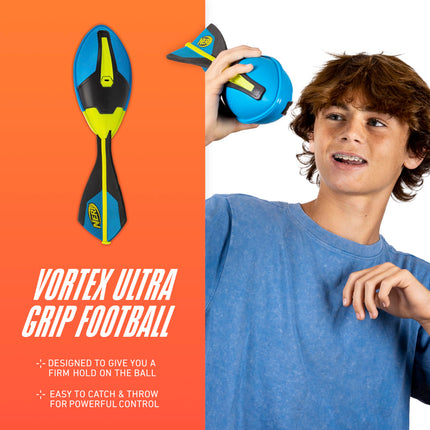 Nerf Vortex Ultimate Grip Foam Football Soft Vortex Football for Long-Distance Throws - All-Weather Great for Pool and Beach Football - Kids Ultimate Grip Whistle Vortex Foam Ball
