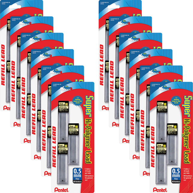 Pentel Super Hi-Polymer Pencil Refill, 36 per Box
