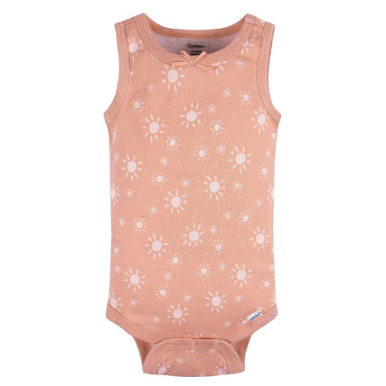 Gerber Baby Girls Multi-Pack Sleeveless Onesies Bodysuit, Flowers, 3-6 Months