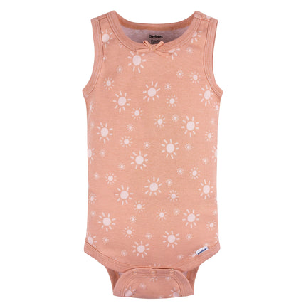 Gerber Baby Girls Multi-Pack Sleeveless Onesies Bodysuit, Flowers, 24 Months