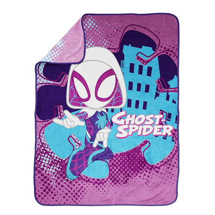 Couverture polaire Marvel Spidey et ses amis extraordinaires Ghost Spider – Mesure 117 x 152 cm, literie pour enfants avec Gwen Stacy – Polaire super douce résistante à la décoloration (produit officiel Marvel)