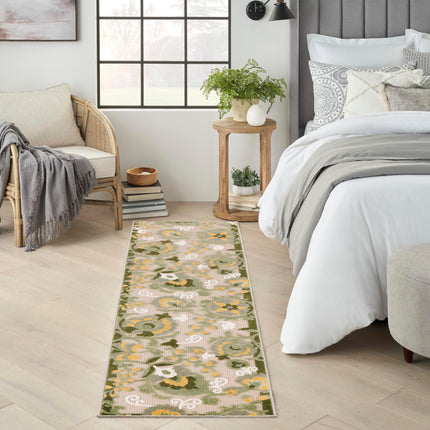 Nourison Aloha Indoor/Outdoor Ivory Green 2'3" x 8
