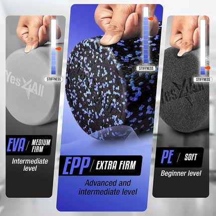 Yes4All EPP Foam Roller for Back, Legs, Physical Therapy, Exercise, Deep Tissue, and Muscle Massage – Extra Firm High-Density Foam Roller – Support Pain Relieved, Back, Legs, and Muscle Recovery