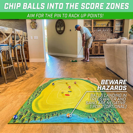 GoSports Chip N' Stick Golf Game - Includes 1 Chip N' Stick Game Mat, 16 Grip Golf Balls, and Chipping Mat