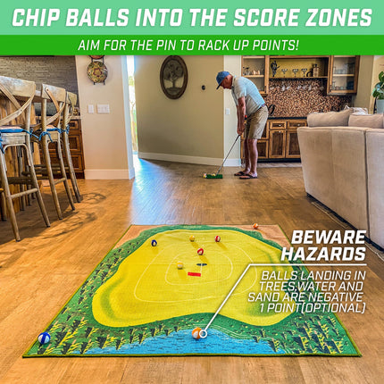 GoSports Chip N' Stick Golf Game - Includes 1 Chip N' Stick Game Mat, 16 Grip Golf Balls, and Chipping Mat