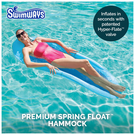 Fauteuil de piscine flottant SwimWays Spring Float Premium Hammock, gonflable, pour adultes (à partir de 15 ans), gonflage rapide, couleur bleu ciel