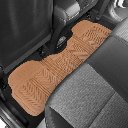 Motor Trend FlexTough Baseline - Heavy Duty Rubber Car Floor Mats, 100% Odorless & BPA Free, All Weather (Tan Beige) - MT773BGAMw1