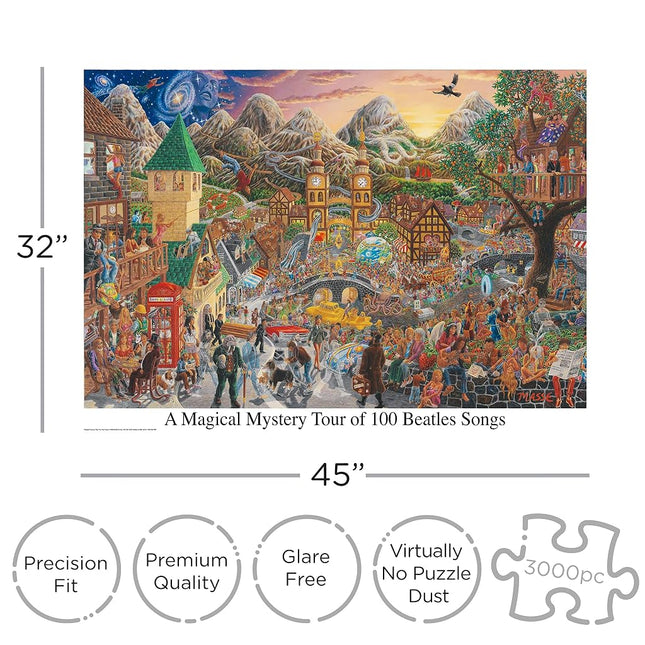 Aquarius 68504 A Magical Mystery Tour of 100 Beatles Songs Puzzle, 3000 Piece, Multicolor