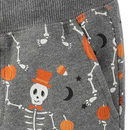 Gymboree Boys' and Toddler Fleece Jogger Sweatpants, Gray Skeletons, 2T