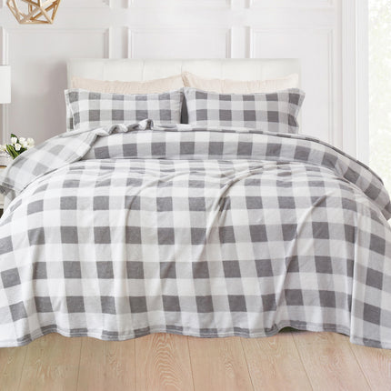 Juego de sábanas de franela de terciopelo de lujo de 4 piezas Elegant Comfort - Calidad premium - Cáligadas, antiestáticas, antipilling, de forro polar de franela de terciopelo afelpado con bolsillo profundo - Individual, gris búfalo