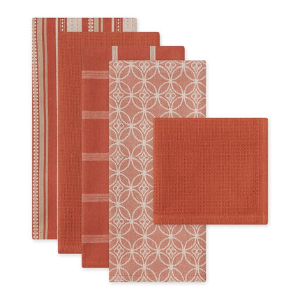 DII 100% Cotton, Ultra Absorbent, Oversized, Washing, Drying, Basic Everyday Kitchen Dishtowel 18 x 28 & Dishcloth 13 x 13, Set of 5 - Spice