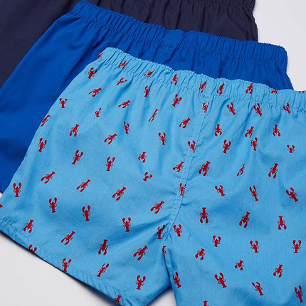 Nautica Men's Cotton Woven 3 Pack Boxer Shorts, Sea Cobalt/Peacoat/Lobsteraero Blue, S (Pack of 3)