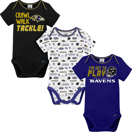 Gerber Unisex Baby Standard NFL 3 Pack Short Sleev
