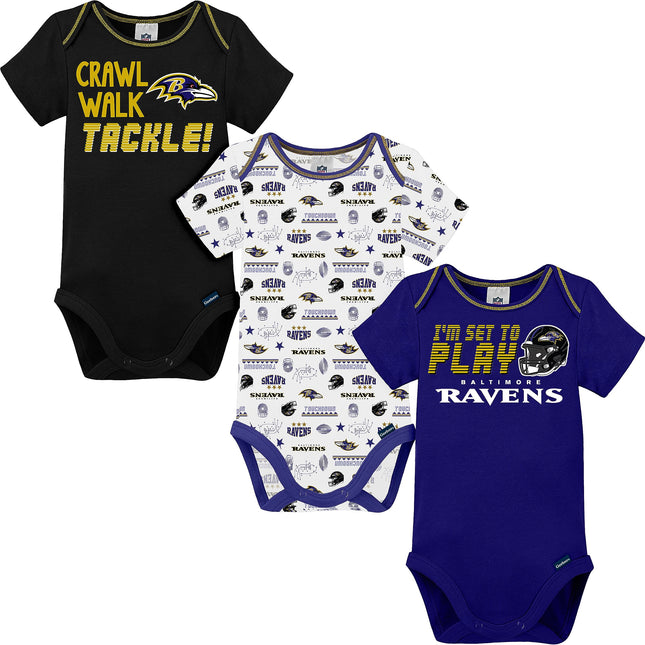 Gerber Unisex Baby Standard NFL 3 Pack Short Sleev