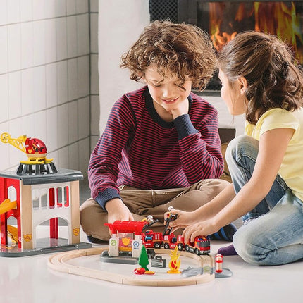 BRIO World Fire and Rescue Firefighter Set for Kids Age 3 Years Up - Wooden Railway Train Accessories and Add Ons