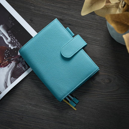 Ox Knight Leather A6 Notebook Cover - Deluxe Planner Cover Fits Hobonichi Techo, Stalogy, Midori MD Planner, and More - with Pen Loop, Card Slots, Back Pocket, and Bookmarks (Light Blue), 5.12Wx6.61L