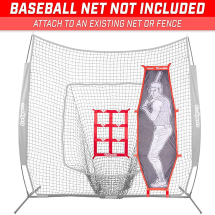 GoSports Baseball & Softball Pitching Kit - Practice Accuracy Training with Strike Zone & XTRAMAN Dummy Batter,Red