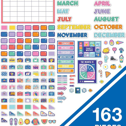Carson Dellosa We Stick Together 163PC Classroom Calendar Bulletin Board Set, Monthly Calendar with Groovy Classroom Decor Accents, Weather & Days of The Week Chart for Bulletin Board & Wall Decor