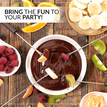 Olla eléctrica para fondue Nostalgia, 12 tazas, máquina de fondue con control de temperatura, 8 tenedores, asas frías al tacto, perfecta para derretir chocolate, queso, caramelo, aguamarina, FPS6AQ