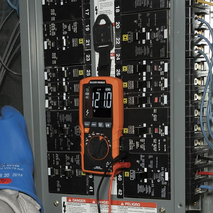 Klein Tools MM450 Multimeter, Slim Digital Meter, Auto-Ranging TRMS, 600V AC/DC Voltage, Current, Resistance, Temp, Frequency, Continuity, Orange