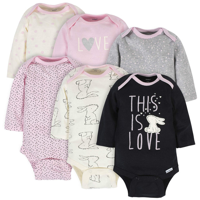 Gerber Baby Girls' 6-pack Long-sleeve Onesies Body