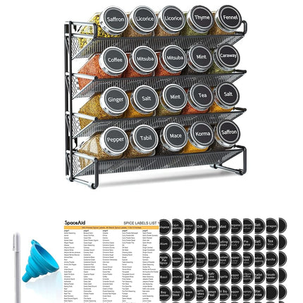 SpaceAid Spice Rack Organizer with 20 Spice Jars, 