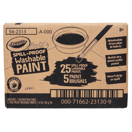 Crayola 25ct Spill Proof Washable Paint Set for Kids, Nontoxic, 3+
