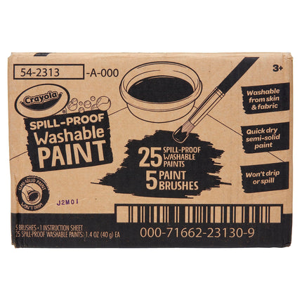 Crayola 25ct Spill Proof Washable Paint Set for Kids, Nontoxic, 3+