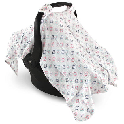 Hudson Baby Muslin Cotton Car Seat Canopy, Aztec, One Size