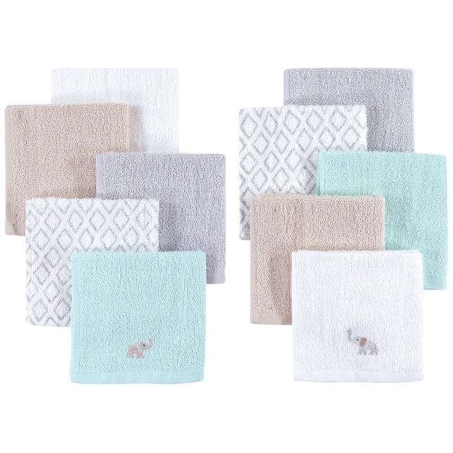 Hudson Baby 8 Piece Woven Terry Washcloths, Elepha