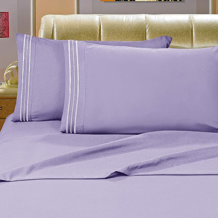 Elegant Comfort Luxurious Bed Sheets Set on Amazon 1500 Premier Wrinkle,Fade and Stain Resistant 4-Piece Bed Sheet Set, Deep Pocket, Full Lilac
