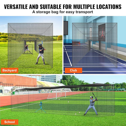 VEVOR Baseball Batting Netting, Professional Softball Baseball Batting Hitting Training Net, Practice Portable Pitching Cage Net with Door & Carry Bag, Heavy Duty Enclosed PE Netting,1676CM (NET ONLY)