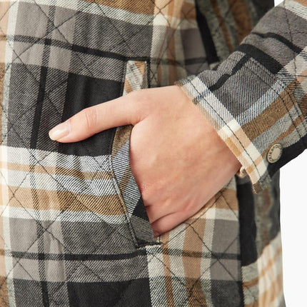 Chaqueta de camisa con capucha de franela para mujer Dickies, negra, XXL