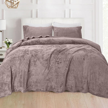Elegant Comfort Luxuriously Soft 4-Piece Velvet Plush Flannel Sheet Set - Premium Quality - Cozy Warm, Anti-Static, Non Pilling Fuzzy Velvet Flannel Fleece Deep Pocket Sheet Set - Twin XL, Taupe