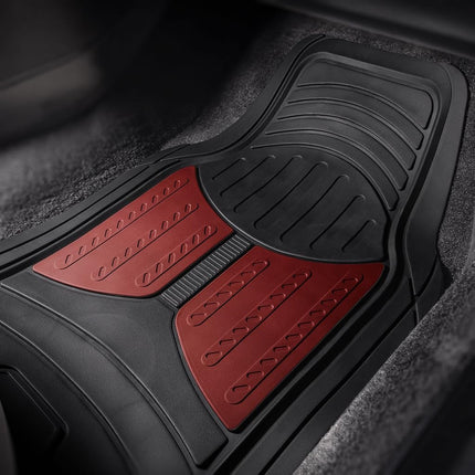 FH Group Car Floor Mats - Heavy-Duty Rubber Floor Mats for Cars, Universal Fit Full Set, Trimmable Automotive Floor Mats, Climaproof Floor Mats for Most Sedan, SUV, Truck Floor Mats Burgundy