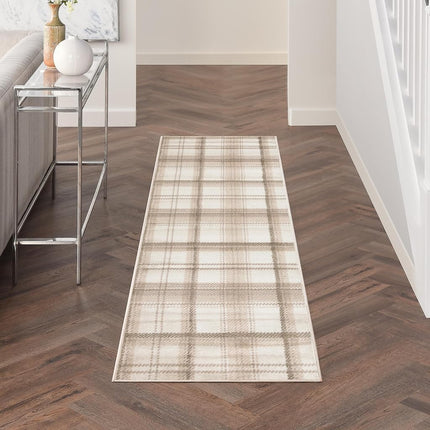 Nourison Home Grafix 27x90 Indoor Polypropylene Fabric Rug in Ivory and Beige