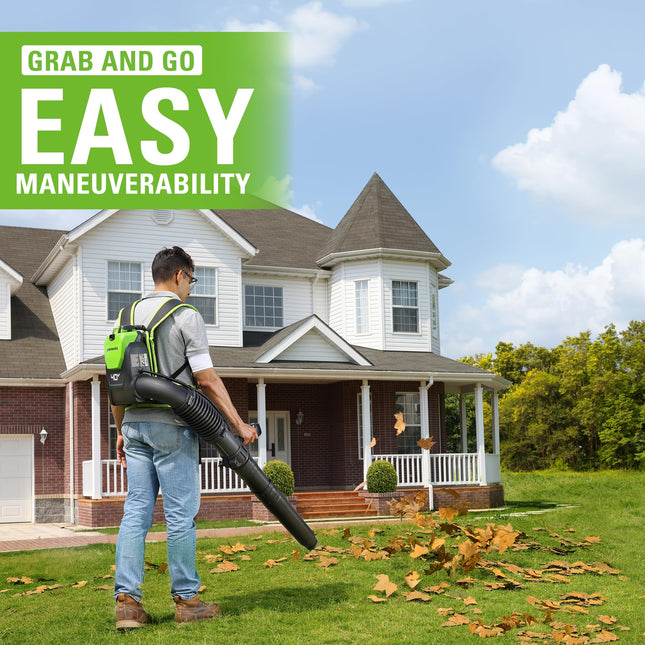 Greenworks 40V (165 MPH / 660 CFM / 75+ Compatible Tools) Cordless Brushless Backpack Leaf Blower, 8.0Ah Battery and Charger Included, Green