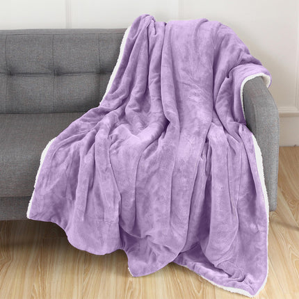 Elegant Comfort Reversible, Solid Sherpa Throw Bla