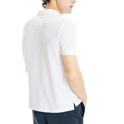 Nautica Men's Solid Anchor Deck Classic Fit Polo, Bright White, S