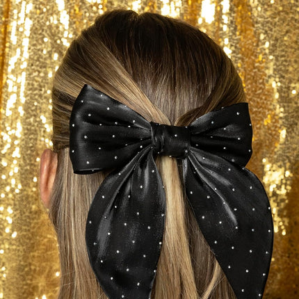 Conair by Scunci Stud Bow Barrette - lazos para el pelo - fiesta - regalos para niñas - accesorios para el pelo para mujeres - relleno de calcetín - pasadores para el pelo - Negro